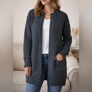 BALTIC BORN CHUNKY KNIT WOOL MOHAIR BLEND CARDIGAN / DARK GREY / SMALL/MEDIUM